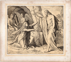 Bibliai kép (41) nyomat 1860, 21x25, A Szent Biblia díszes képekben, ige, Joh. 20, 16., Jézus, Mária