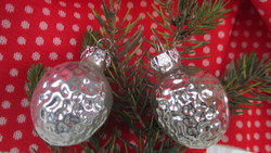 Üveg karácsonyfadísz ezüst dió pár 