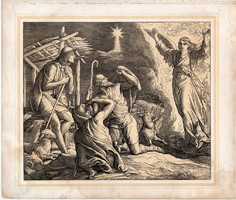 Bibliai kép (60), nyomat 1860, 22 x 26, A Szent Biblia díszes képekben, Jézus, ige,Luc. 2, 10. 11.