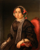 Antik Női Portré XIX.sz közepe 90x73cm Olaj Biedermeier Hölgy | Barabás Miklós Báró Hatvany Dédanyja