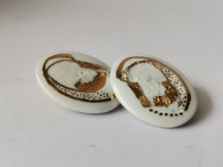 Fehér / arany porcelán kézműves fülbevaló 