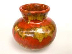 Gorka Géza art deco narancs-sárga mázas kerámia váza (1930-as évek, Nógrádverőce)