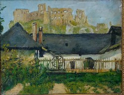 Mednyánszky László Báró (1852-1912): Beckó vára, előtte házakkal