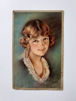 Régi képeslap 1925 női portré 