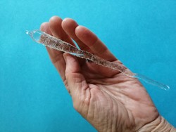 Üveg jégcsap 17,5 cm hosszú karácsonyfadísz 