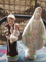 2 db vallási porcelán szobor Mária és Szent Antal
