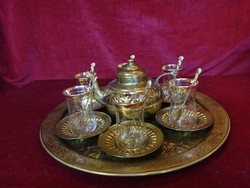 Teáskészlet hat személyes.török rézből és üvegből