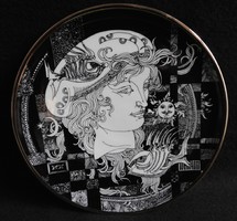 Hollóházi tányér Szász Endre: Adria c. sorozatából 20 cm