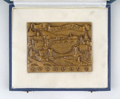 1B873 Budapest egyesítése jelzett bronzplakett 1873-1973