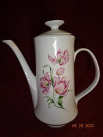 Alföldi porcelán kávékiöntő, rózsaszín virággal, magassága 19 cm. Vanneki!