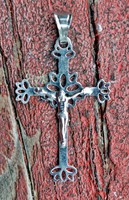 Antique 4x2.5 Cm silver cross pendant with Christ, beautiful beautiful! At a special price!