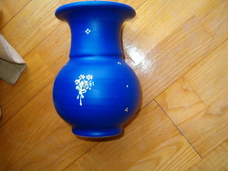Kék szinű kezzel festett kézműves hand made dísz edény korsó valami népművészet váza 1988 körüli kb
