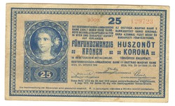25 korona 1918 nagy betűs sorszám sima hátlap 1.