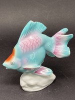 Ritka formájú és színű Retró  Hollóházi porcelán hal 