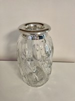 Ezüst tetejű ólom kristály váza 
