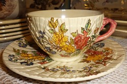 Sarreguemines fajansz csésze szett Louis dekorral,különleges formával.