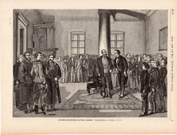 Az osztrák császár Innsbruckban (2), metszet 1870, 22 x 31 cm, Ferenc József, monarchia, újság