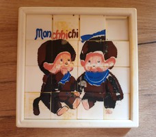 Retró tili-toli játék -  Monchichi mintával 12x12 cm