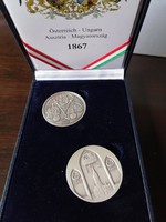 Osztrák-Magyar kiegyezés 1867-2007 140. évfordulójára közös kiadású ezüst érem pár