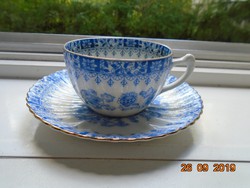 "China Blau" (=kínai kék) mintával bordázott teás csésze alátéttel