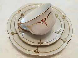 Régi Bavaria fehér porcelán csésze tányér szett 3 db