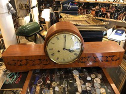Szovjet kandalló óra fából, intarziás, 70 x 30 cm-es.működő darab