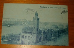 Hamburg Szent Pál templom kikötő Deutsche Reich képeslap Germánia bélyeg DR KIÁRUSÍTÁS 1 forintról 