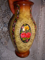 Biedermeier  váza rózsa mintás porcelánfajansz 24 cm 