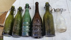 Retro, Zöld, nyomott írásos , csatos üveg, palack eladó!