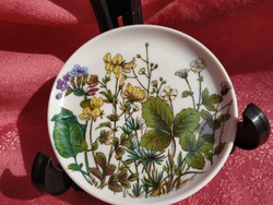 Porcelán virág mintás tányér, pohár alátét