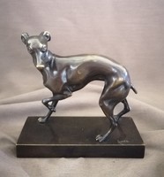 Kara Mihály (1880-?) art deco bronz agár szobor! Gyönyörűen kidolgozott 15 cm magas darab! 