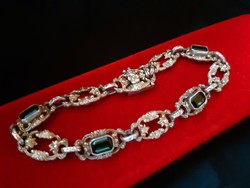 Art Nouveau silver bracelet with tourmaline