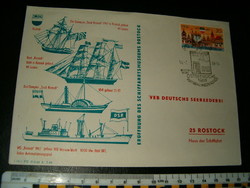 1968 hajós német levél boríték Rostock  KIÁRUSÍTÁS nagy alakú 80 as évek