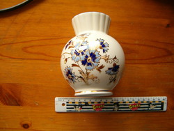 Zsolnay pufók hasú búzavirágos motívum porcelán váza kaspó  KIÁRUSÍTÁS 1 FORINTRÓL