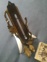 Antik Bécsi bronz asztali hőmérő, trófeával