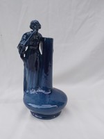Zsolnay alapmázas szecessziós váza női akttal.