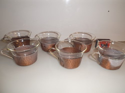 Réz - VÖRÖSRÉZ - JÉNAI - kávéskészlet - 10 x 5 cm - kb 1,5 dl - hibátlan