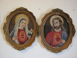 Kézi gobelin Szűz Mária és Jézus fali kép szentkép blondel keretben