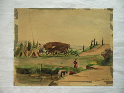 Vágfalvi Ottó kétoldalas akvarell 1945-ből szerencsi korszakából 3.