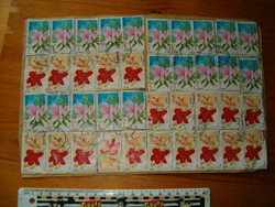 40 db kínai pr hong kong szép virágos bélyeg egy csomgpapíron külföldi KIÁRUSÍTÁS 1 forintról 