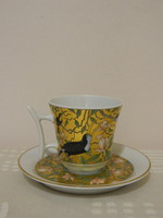 Antik Rosenthal különleges egzotikus madarakkal díszített dúsan aranyozott kávés csésze