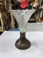 Régi ezüst talpas kristály váza 