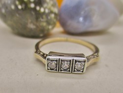 Szépséges antik gyémántköves arany gyűrű ezüst foglalattal