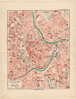 Bécs belváros térkép 1892, eredeti, Meyers atlasz, német nyelvű, Osztrák - Magyar Monarchia, főváros