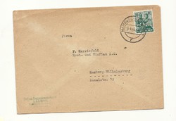 1947 szovjet megszállási zóna dekorált boríték orosz  bélyeg Hamburgba levél KIÁRUSÍTÁS