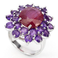 59 And genuine ruby amber 925 silver ring