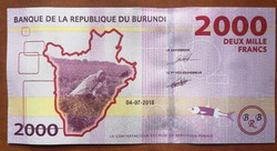 Burundi 2000 Francs UNC 2018