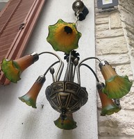 Csillár, Muránói 6ágú Olasz fodros üveg búrákkal! Dekoratív különleges lámpa, Virágot formázó