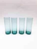 4 db türkiz kék színű Karcagi (Berekfürdői) fátyolüveg pohár - színes retro üveg poharak