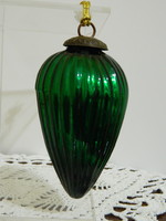 Régi nagyméretű üveg zöld karácsonyfadísz